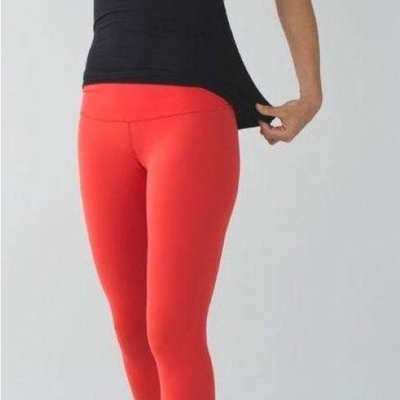 Lululemon Women's Leggings Wunder Under Cropped Reversible Ziggy Snake Red Tide8 - Picture 11 of 13